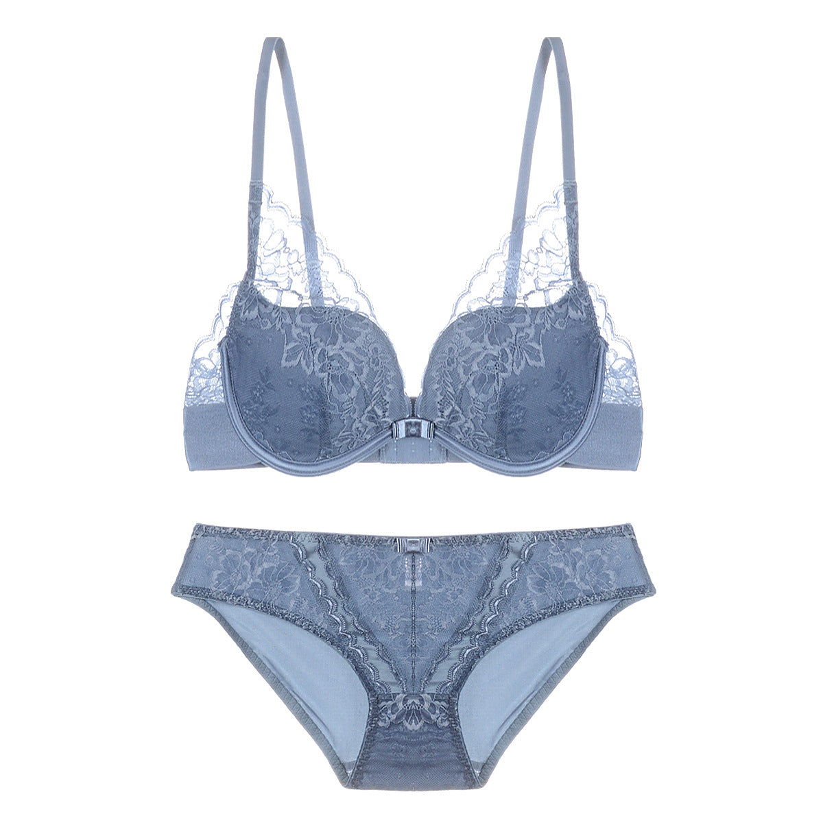 Conjunto de sujetador y panty superpuestos de encaje