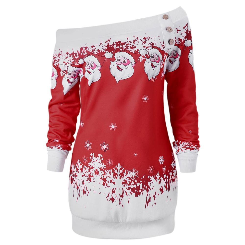 Santa Snowflakes scheef nek sweatshirt