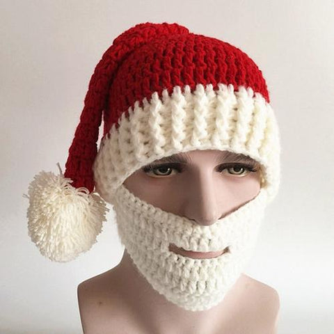 Merry Christmas Knitted Beard Face Hat