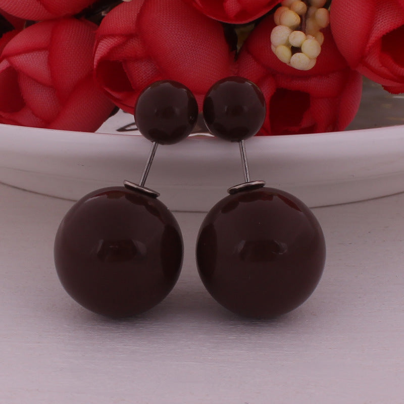 Modern Spherical Stud Earrings-Coffee-Theone Apparel