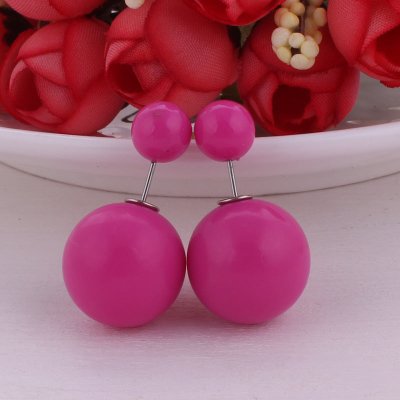 Modern Spherical Stud Earrings-Rose Red-Theone Apparel