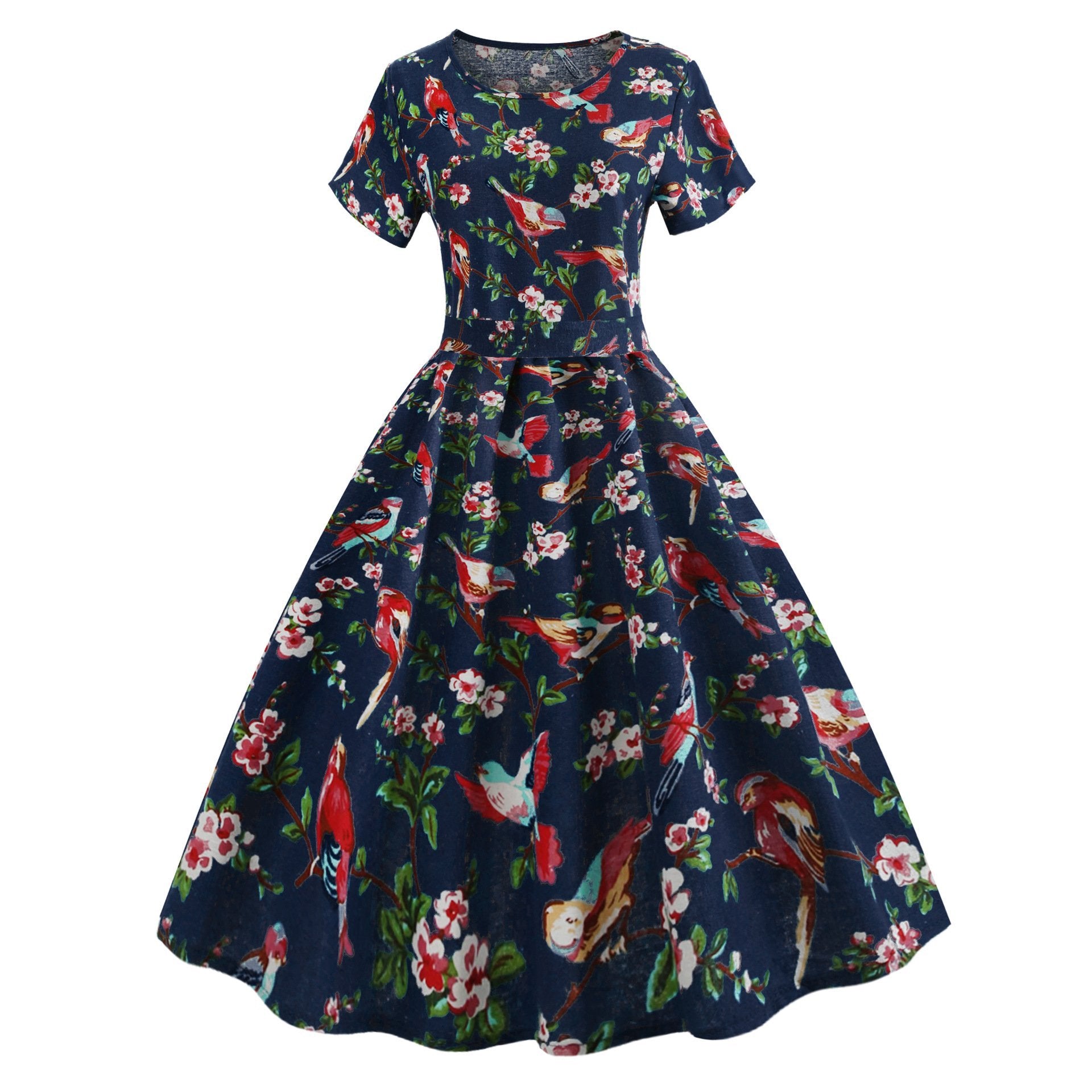 Vestido de frente prega da impressão da natureza
