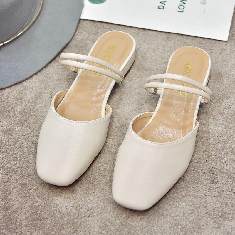 Open Ankle Strap Ballet Slides-Beige-Theone Apparel