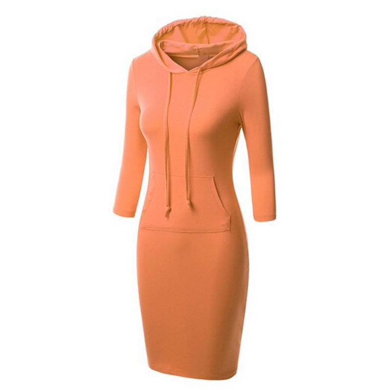 Sporty Drawstring Hood Sweater Dress