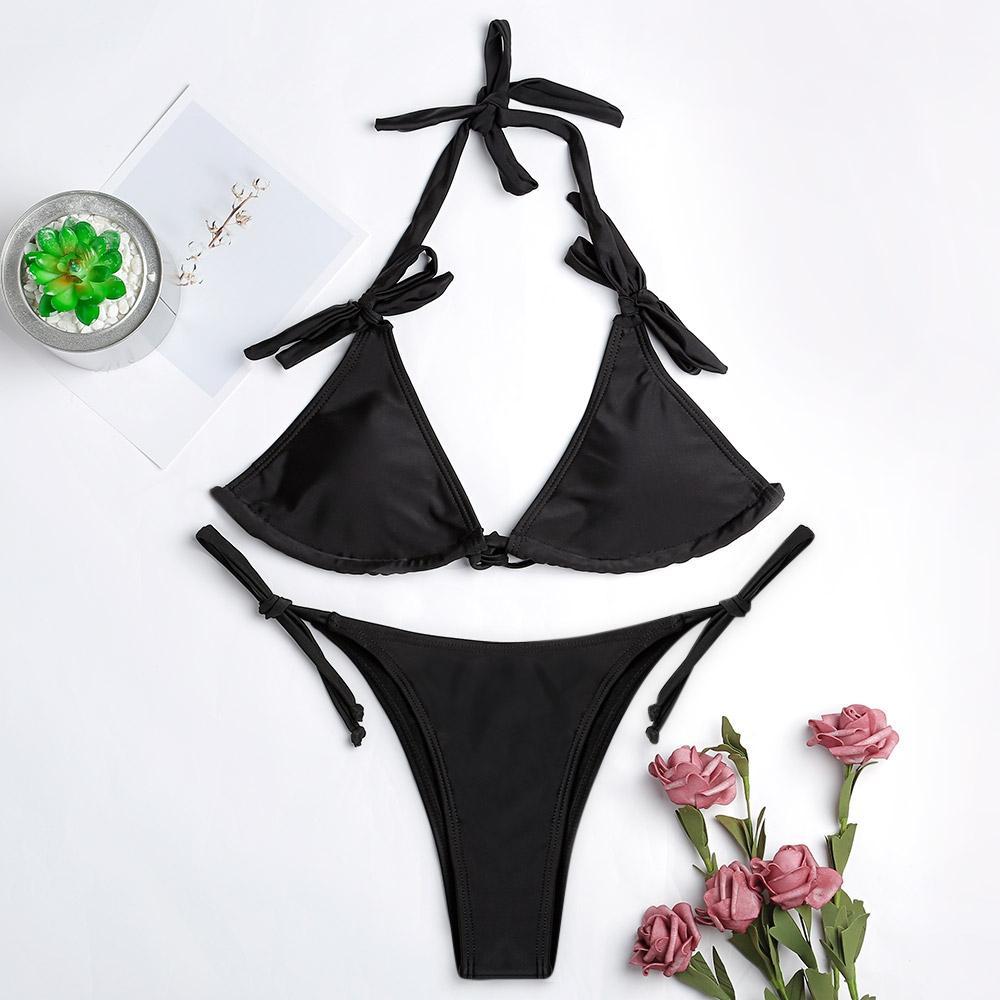 Padded Bowknot Womens Bikini Set