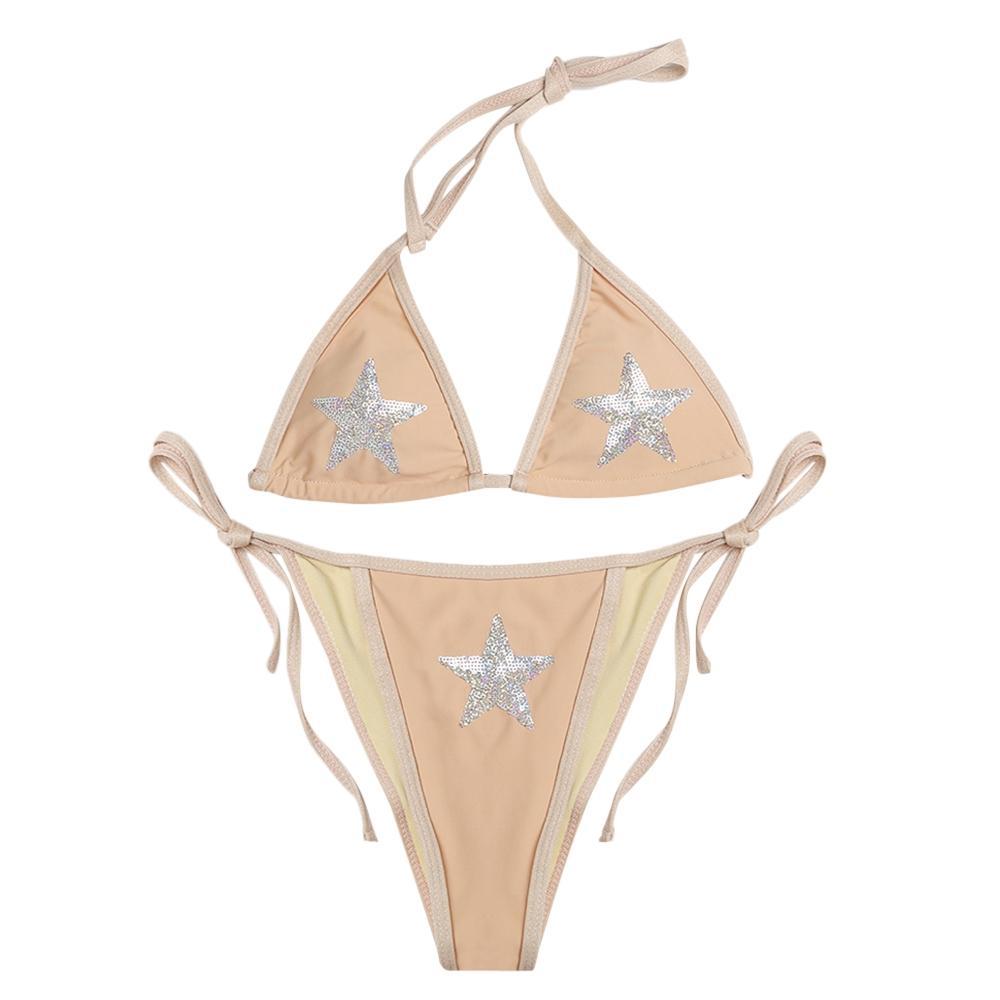 النجوم الفضية Halter Neck Bikini