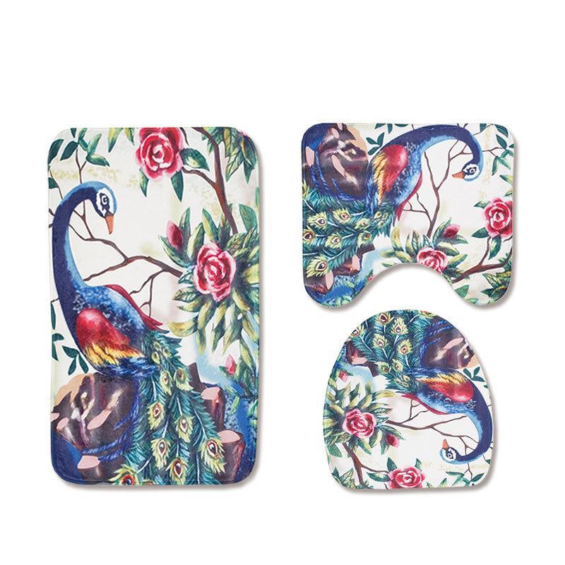 Peacock and Peony Bath Mat Bath Set