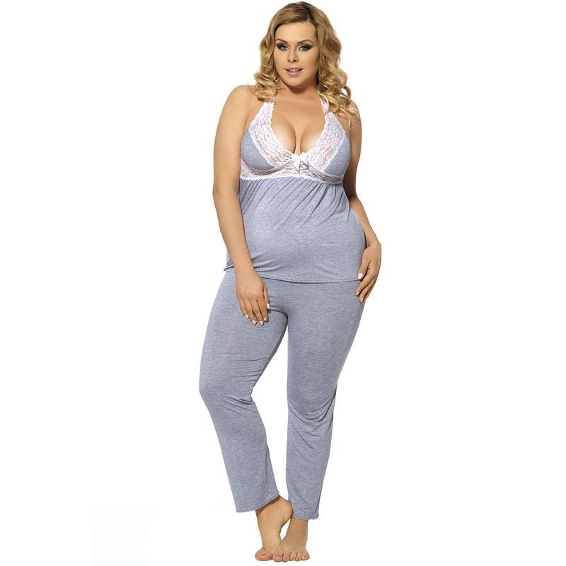 Plus Size Casual Lace Low U-Neck BodySuit-Gray-Theone Apparel