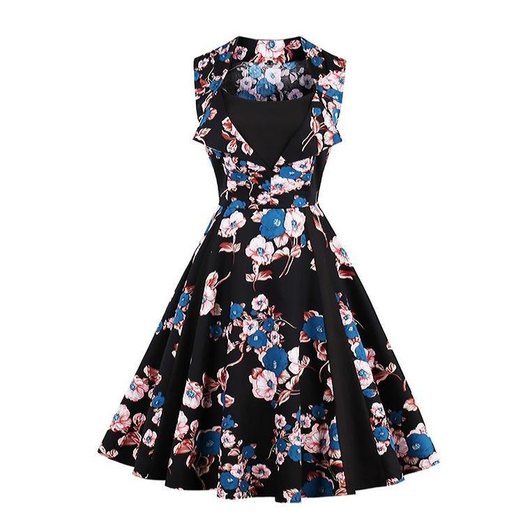 Polka Dot Pleats Retro Flair Dress