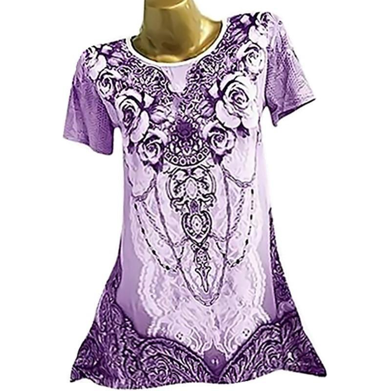 Flora Jewelry Print Peak Hem Top