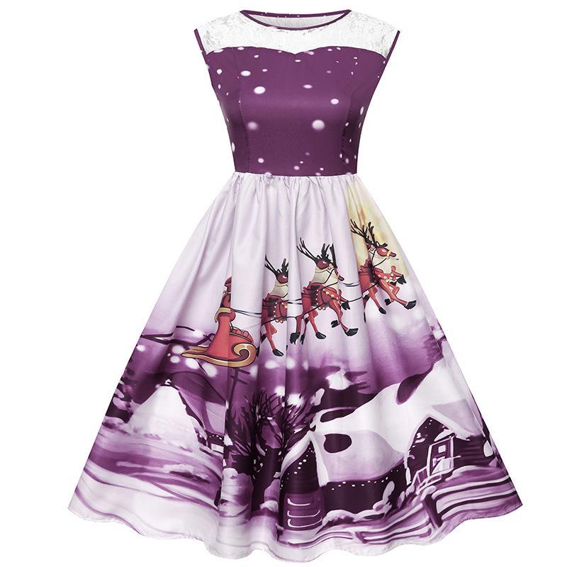 Holiday Scene Boat Neck Dress