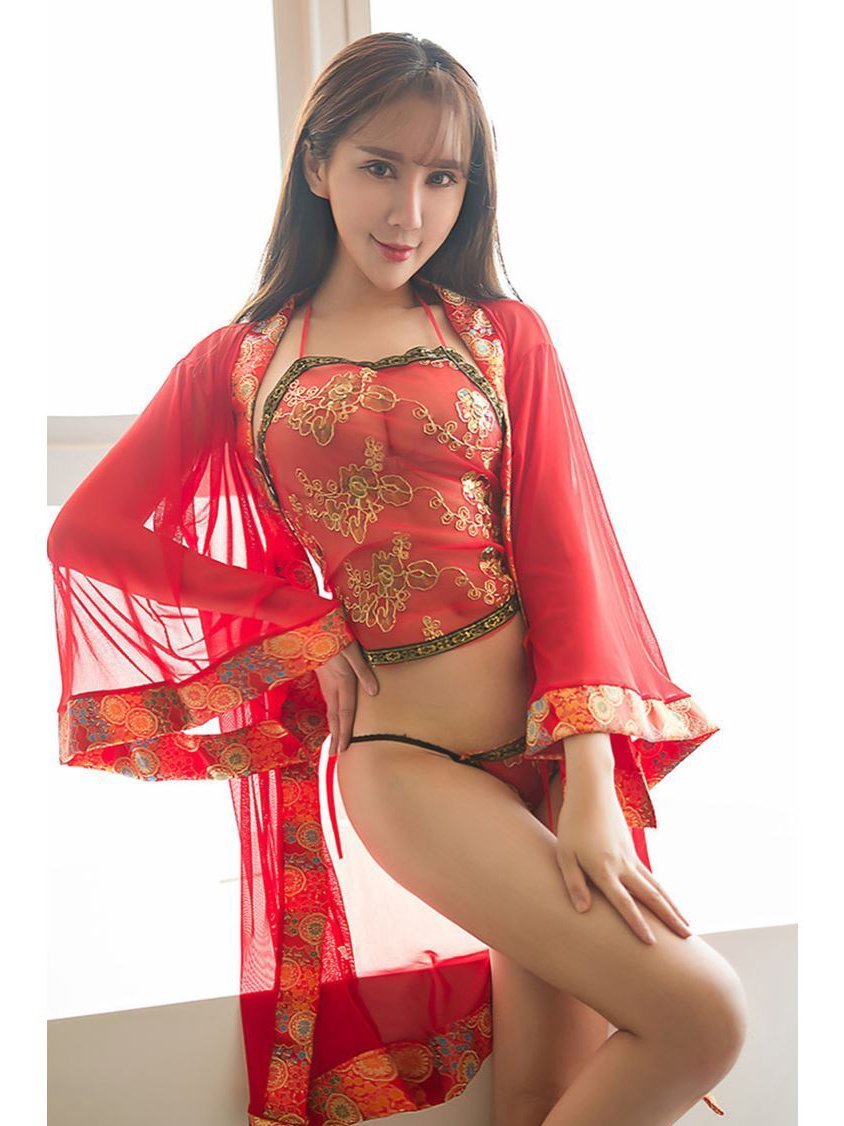 Sexy Sheer Geisha Lingerie Robe Set