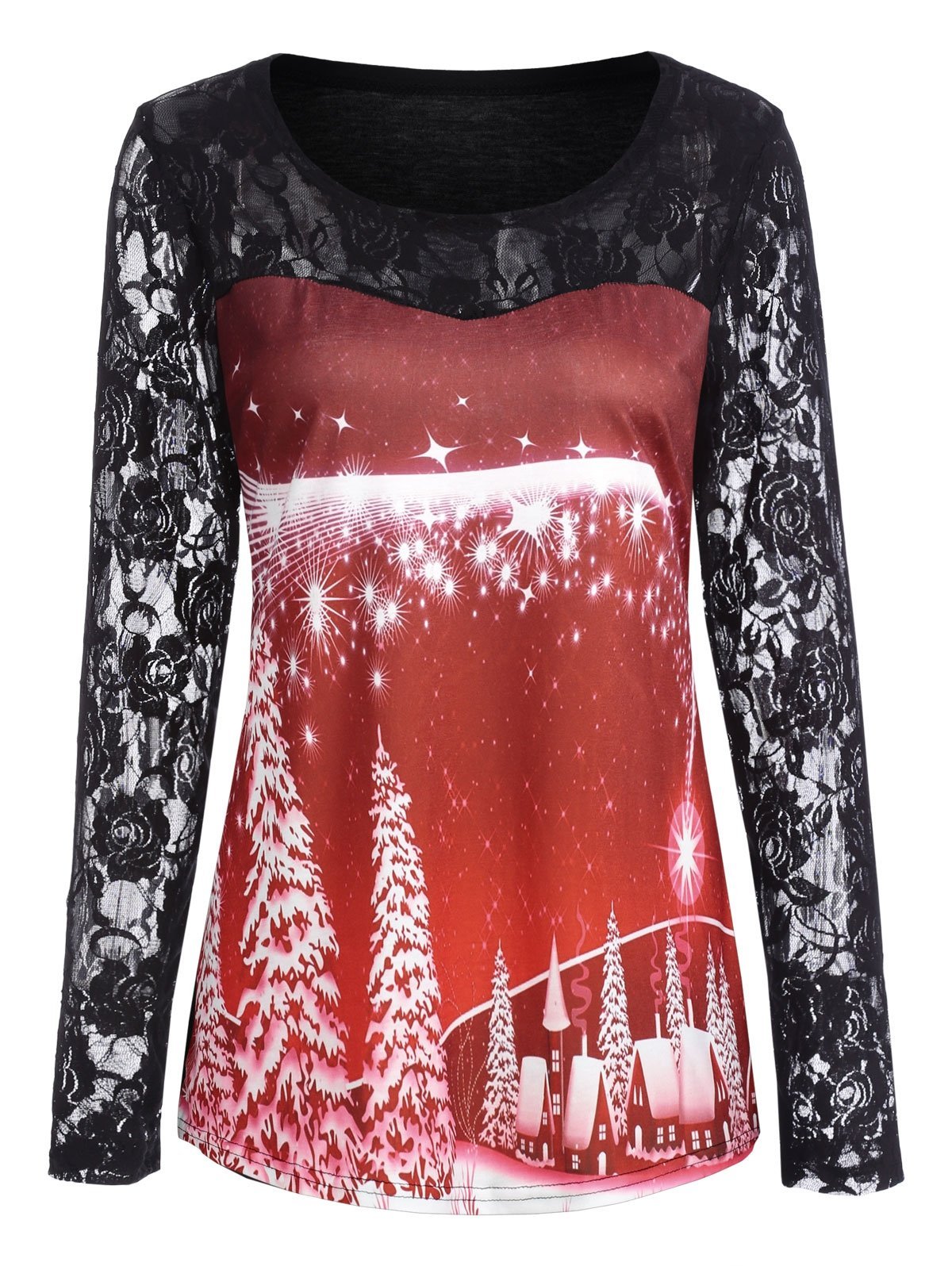 Hässliches rotes und schwarzes Weihnachtsspitze-Shirt