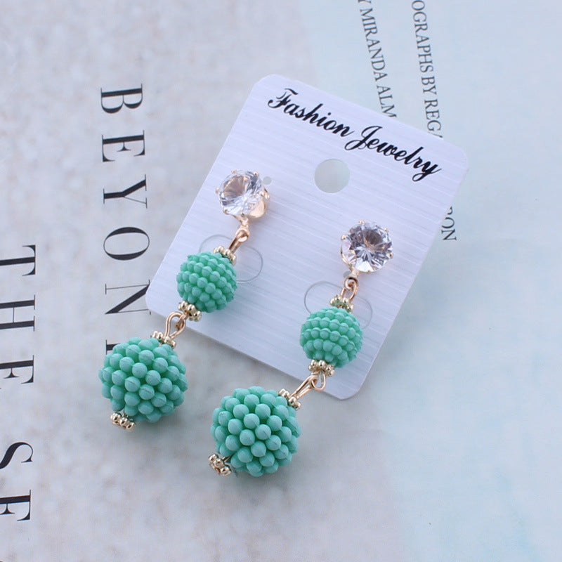 Ribbed Asymmetrical Sphere Drop Earrings-Green-Theone Apparel