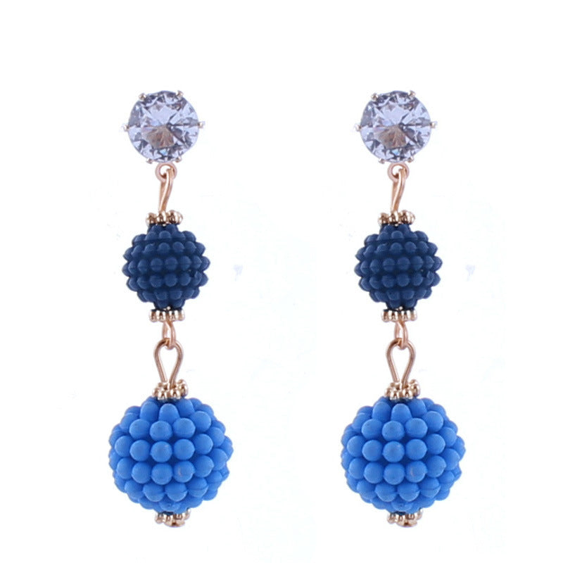 Ribbed Asymmetrical Sphere Drop Earrings-Blue-Theone Apparel