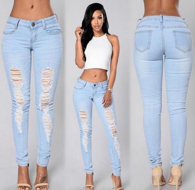 Ripped Light Wash Skinny Jeans-Light Blue-Theone Apparel