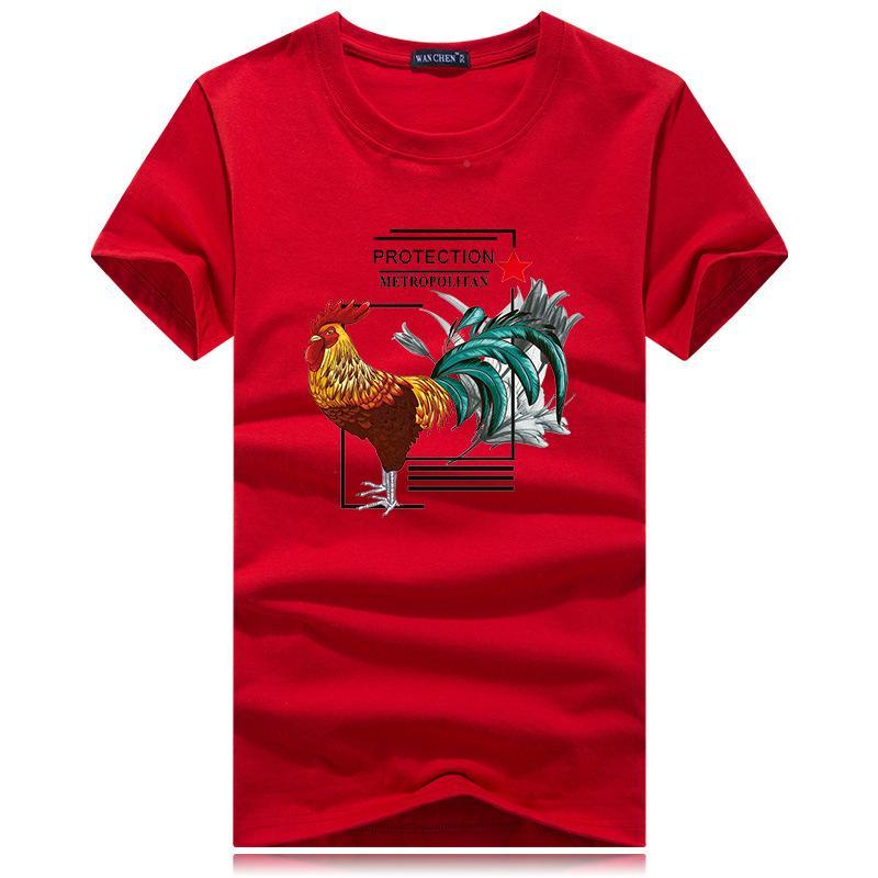 Rooster in Charge Short Sleeve Tee-Red-Theone Apparel