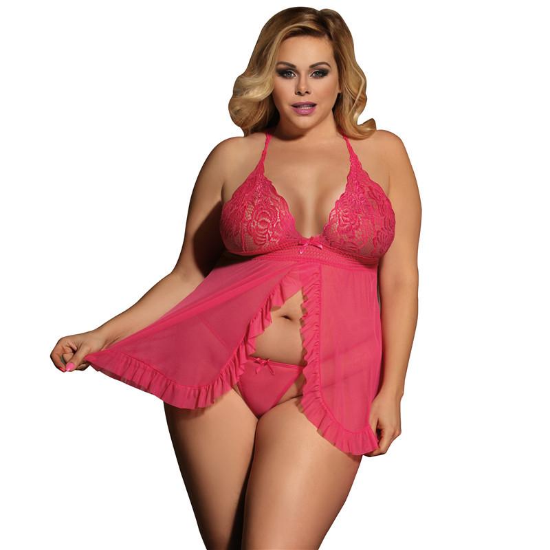 Plus size open voorkant pure kanten set