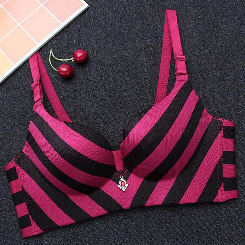 Striped Longline Push Up Bra