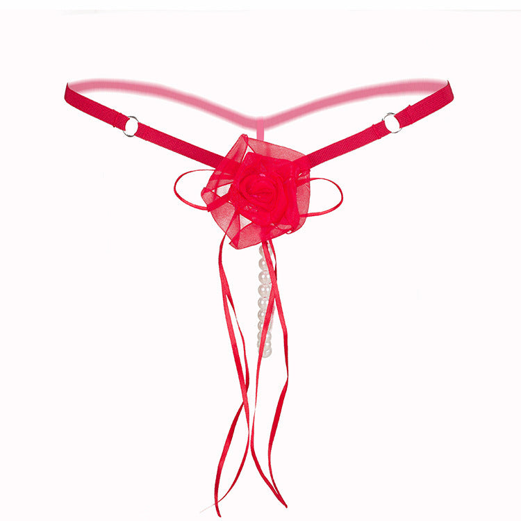 Rosebud Pearl Strand Bridal G String-Red-Theone Apparel