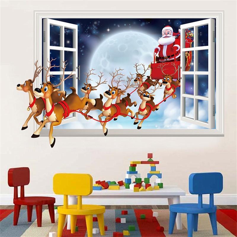 3D-Wandaufkleber mit Weihnachtsmann und Regentier