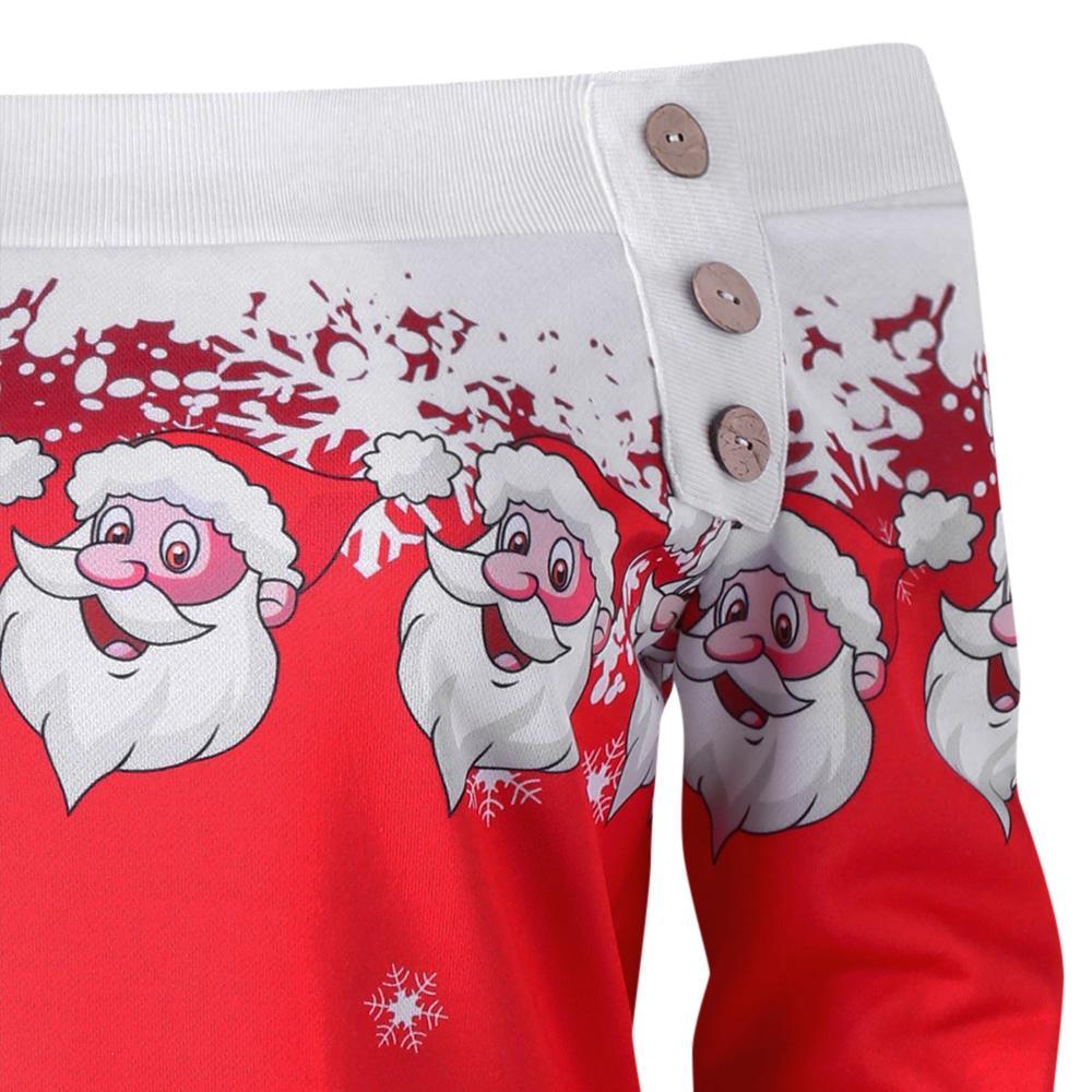 Santa Snowflakes Skew Neck Sweatshirt