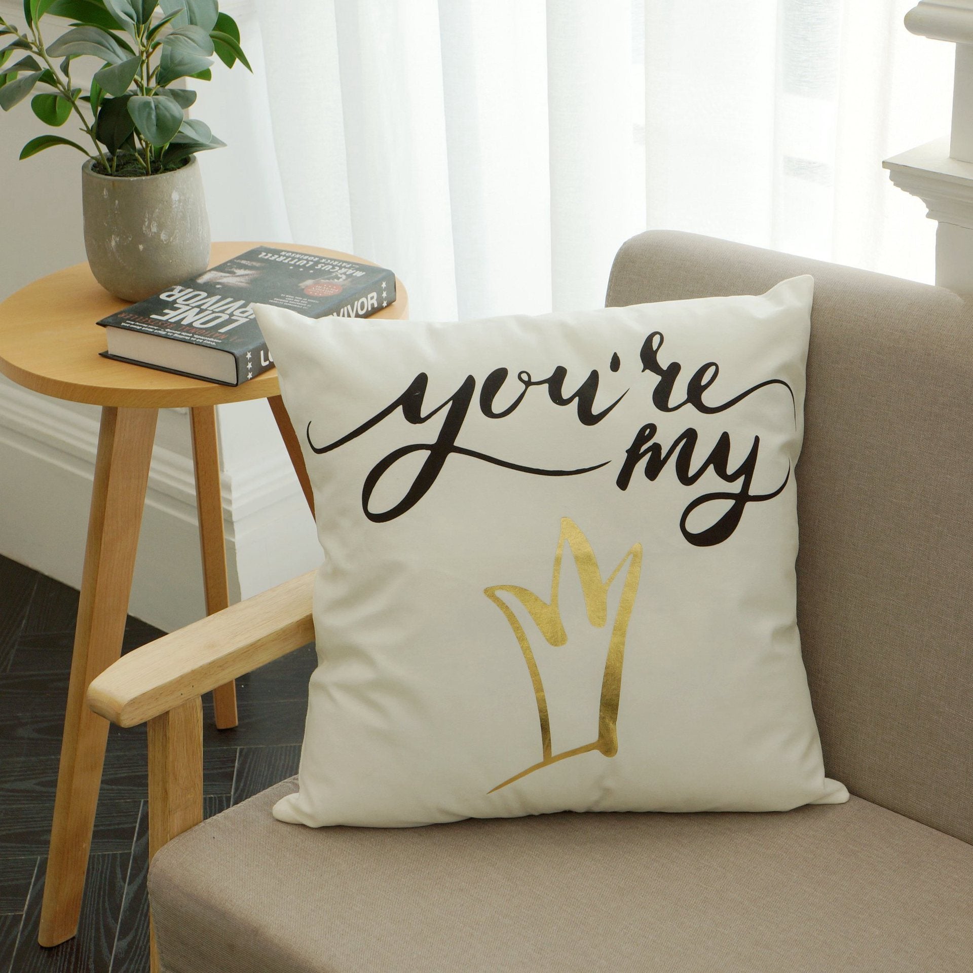 Scripted Gold Foil Pillow Covers