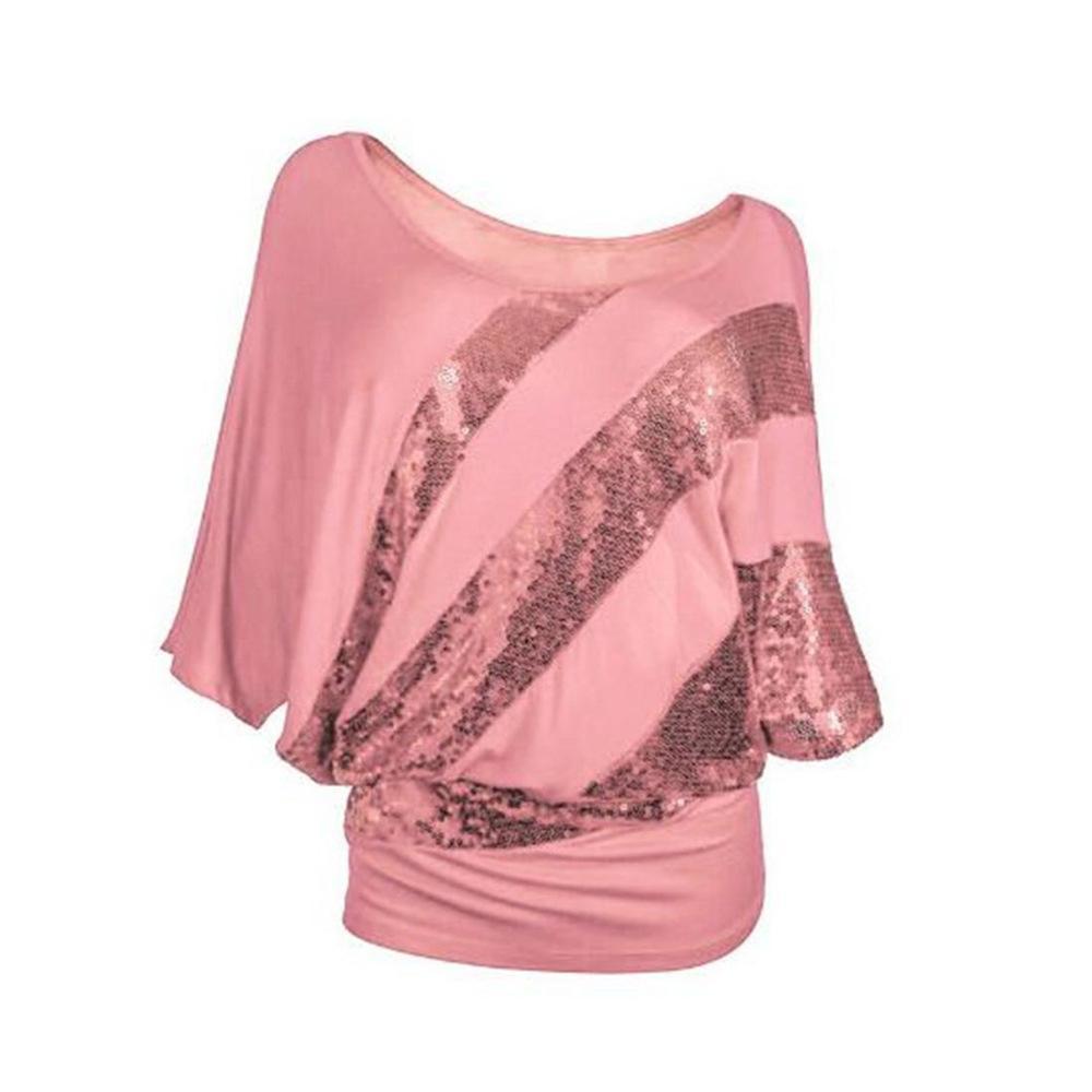 Top sul maglione laterale a strisce di paillettes