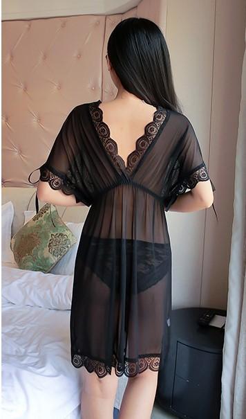 Sheer Tie-Front Coverup mit Spitzenbesatz