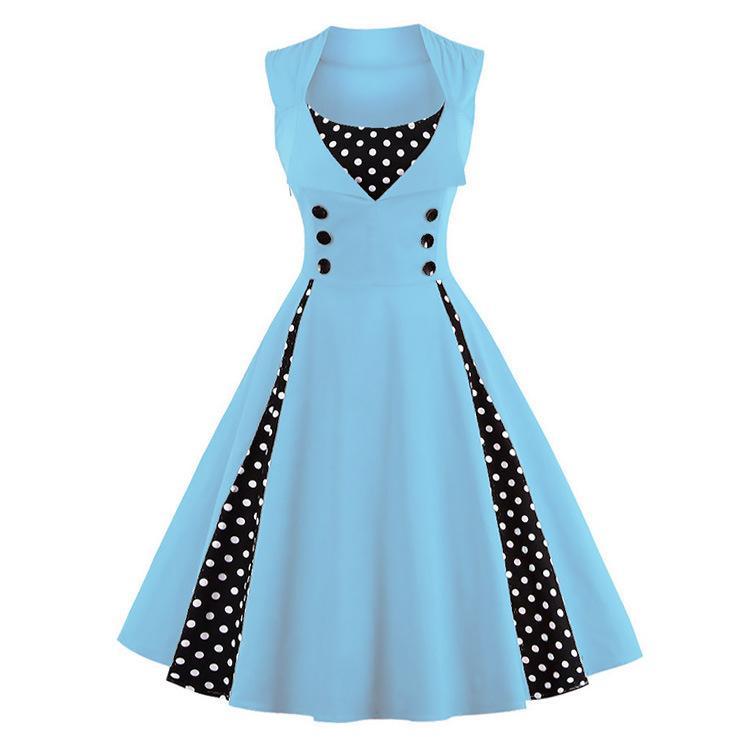 Polka Dot Pleats Retro Flair Dress