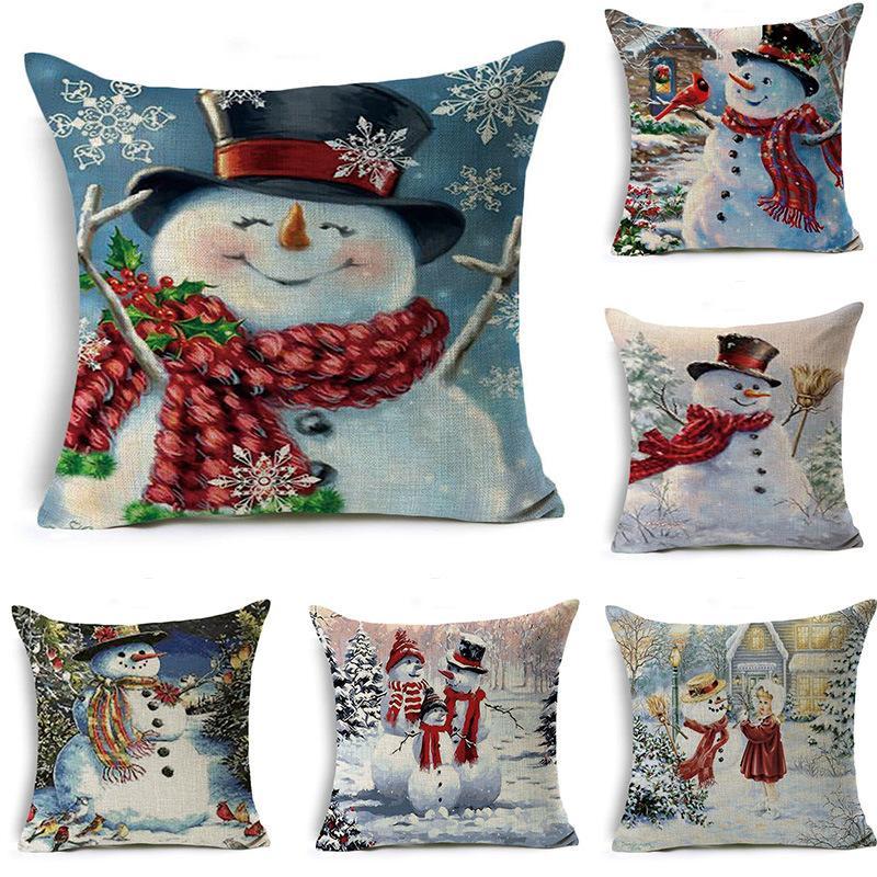 Snow Scene Snowman Pillow Covers