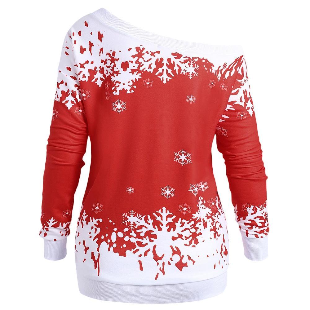 Snowflake One Shoulder Plus Size Sweatshirt