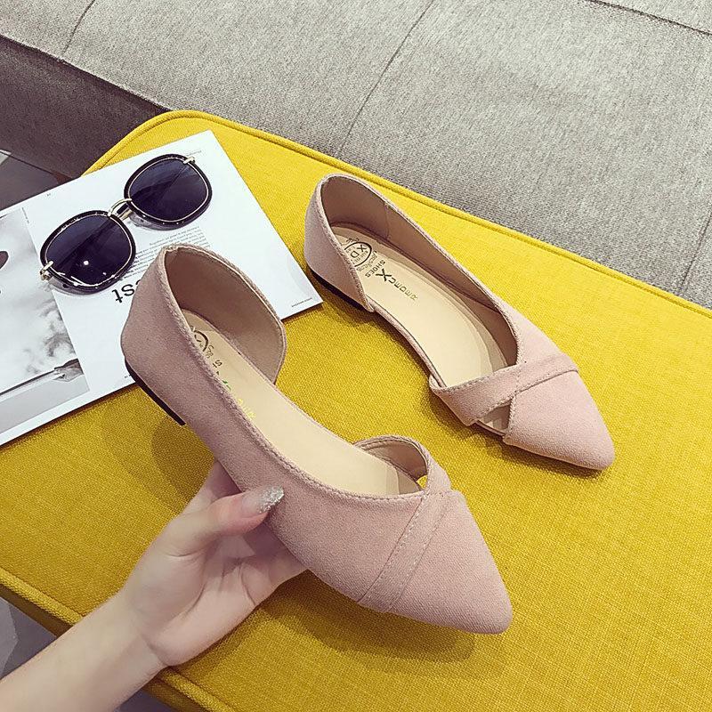 Soft Suede D'Orsay Ballet Flats-Pink-Theone Apparel