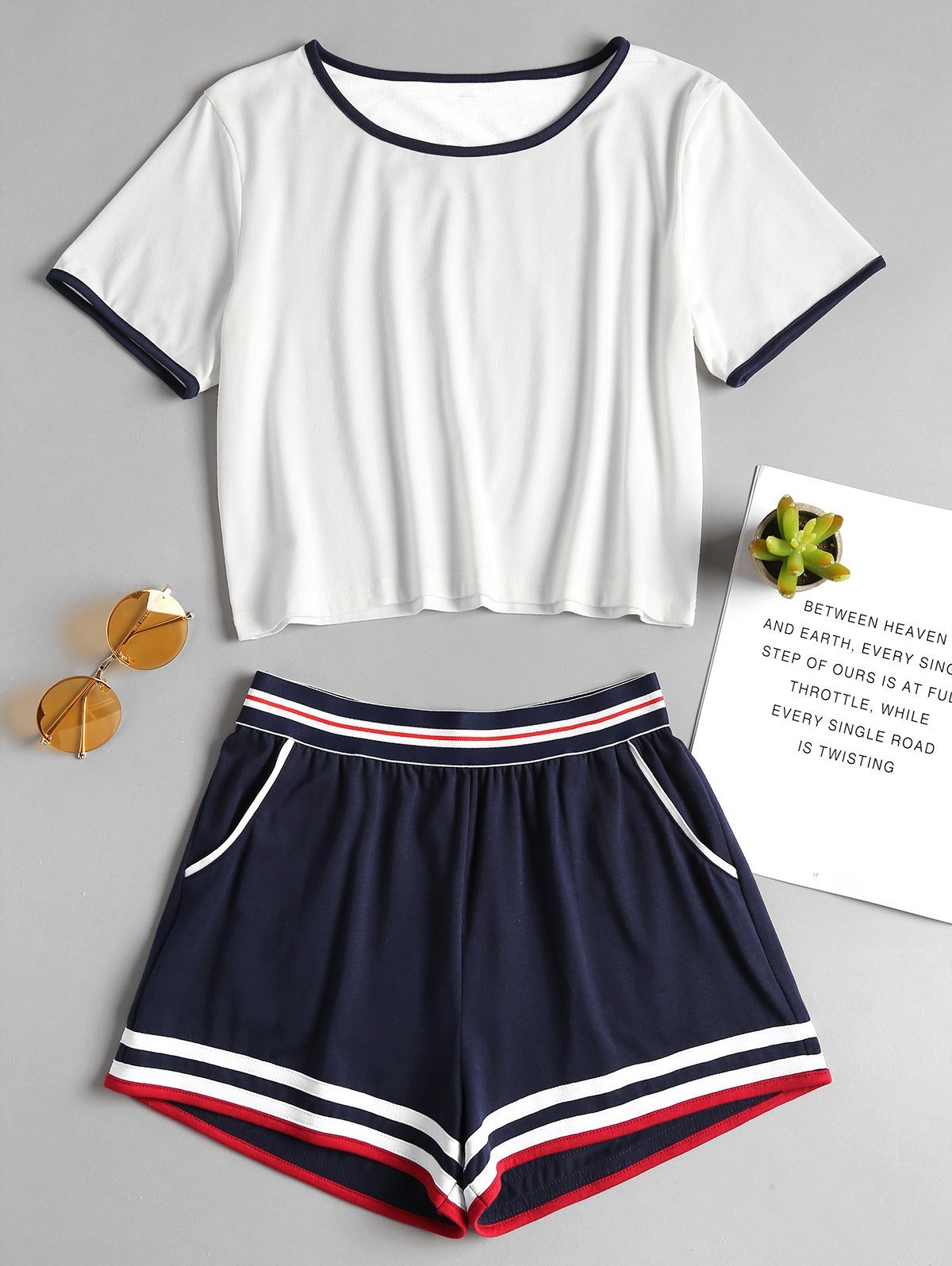 Sporty Americana Nautical Shorts Set