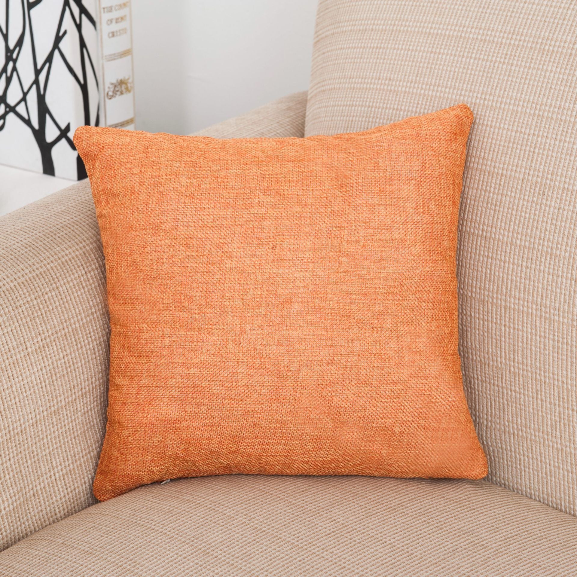 Square Solid Color Pillow Covers-Light Orange-Theone Apparel