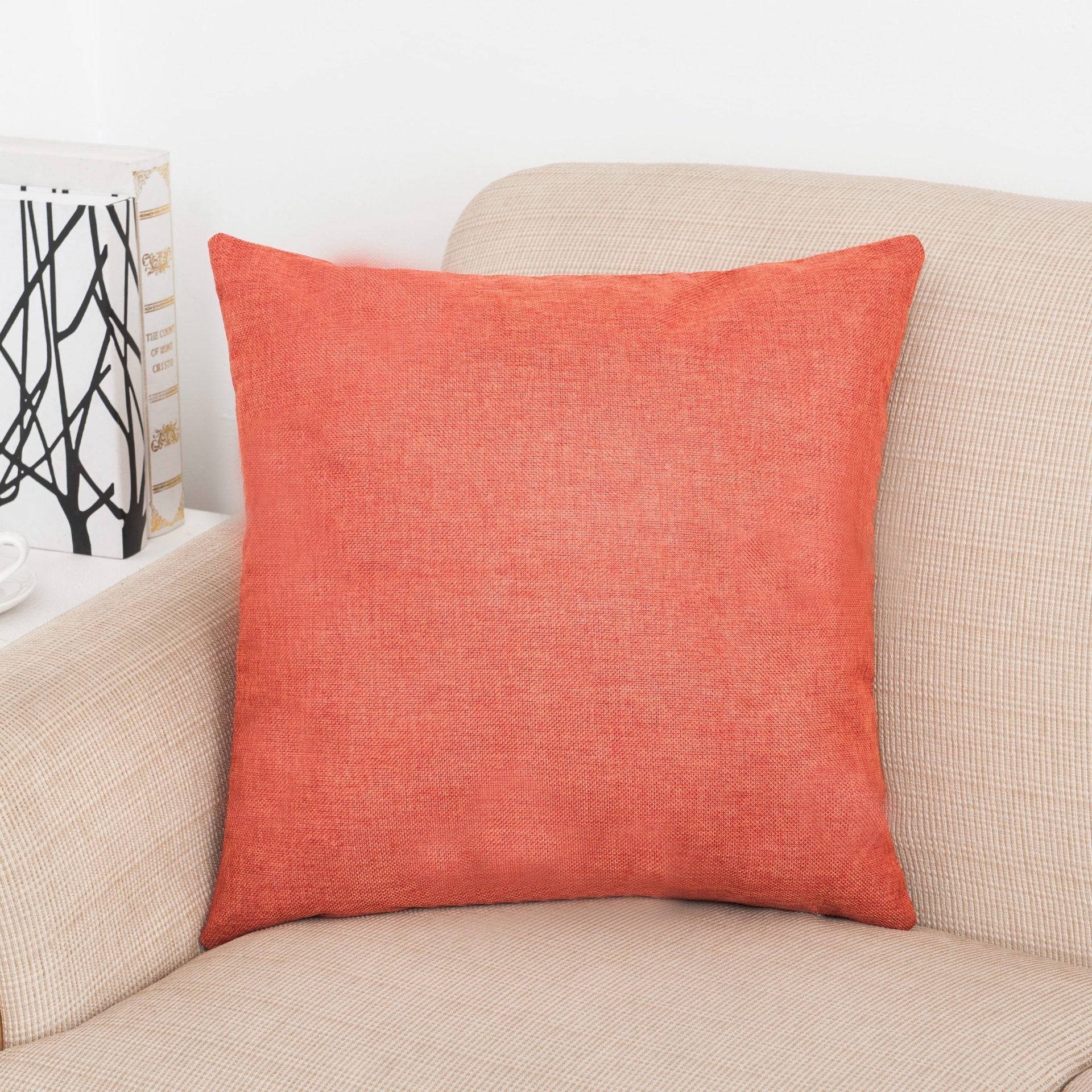 Square Solid Color Pillow Covers-Orange-Theone Apparel