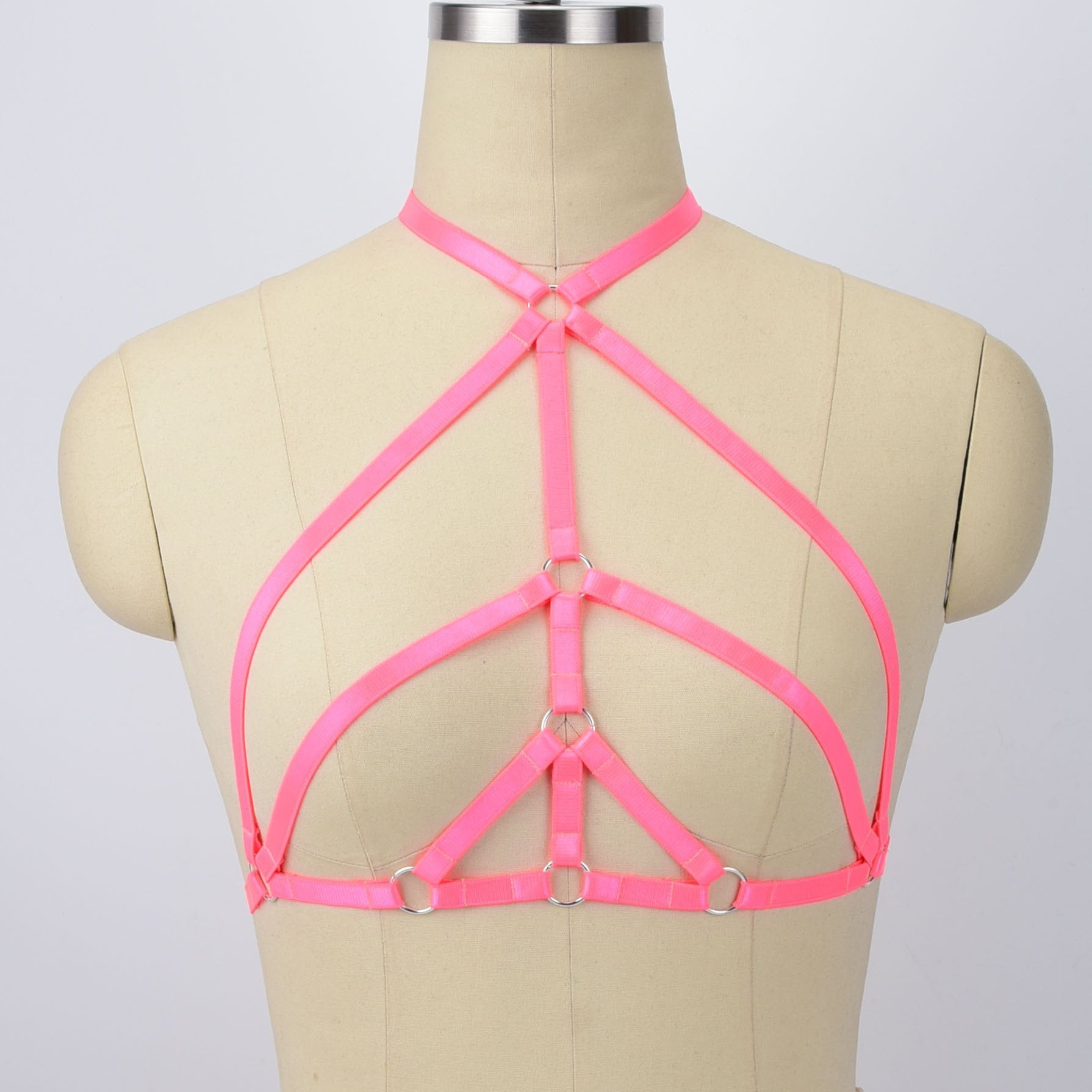 Strappy Elastic Cupless Harness Bra