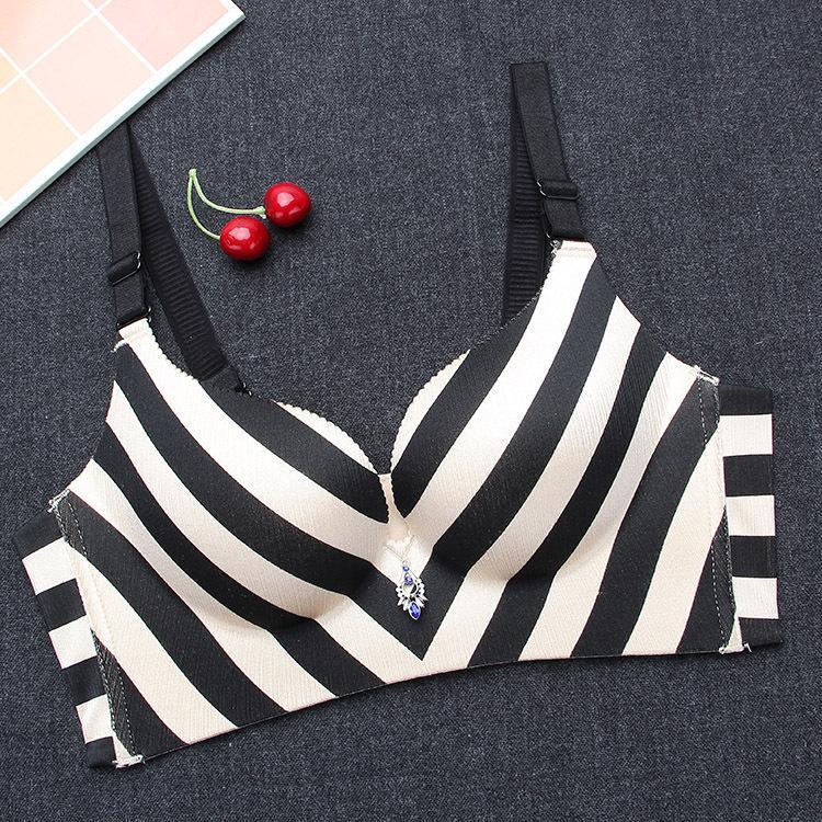 Striped Longline Push Up Bra