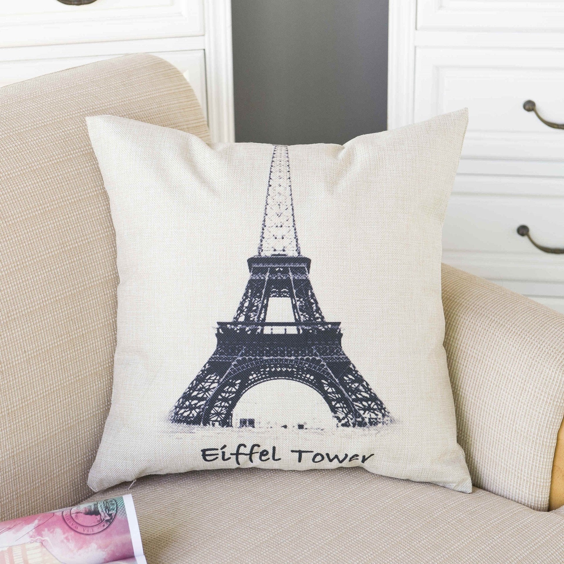 Para Paris com capas de travesseiro impresso de amor