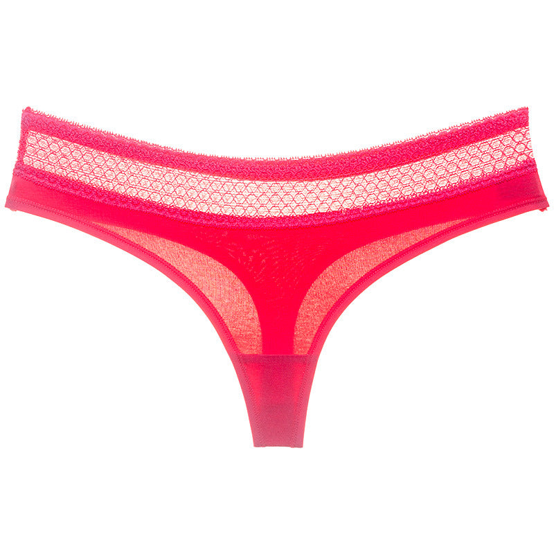 Wide Lace Band Thong Panty-Hot Pink-Theone Apparel