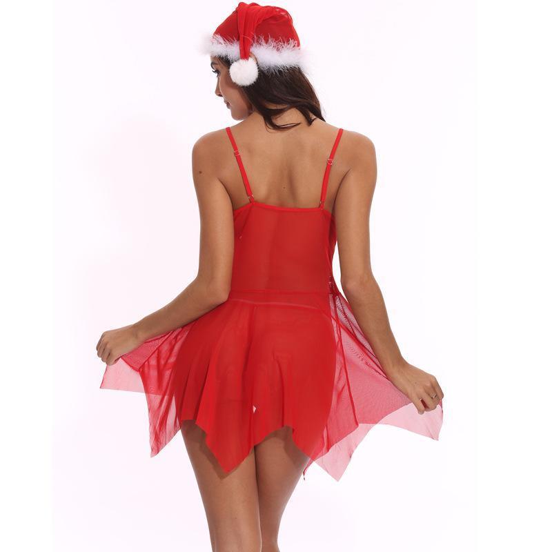 Womens V Neck Fury Christmas Lingerie Set