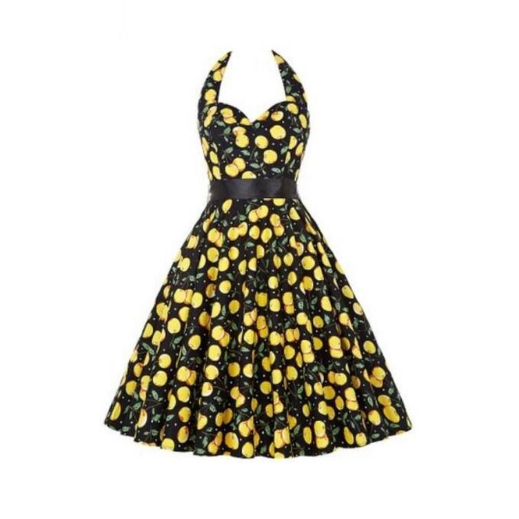 Yummy Print Retro Halter Dress