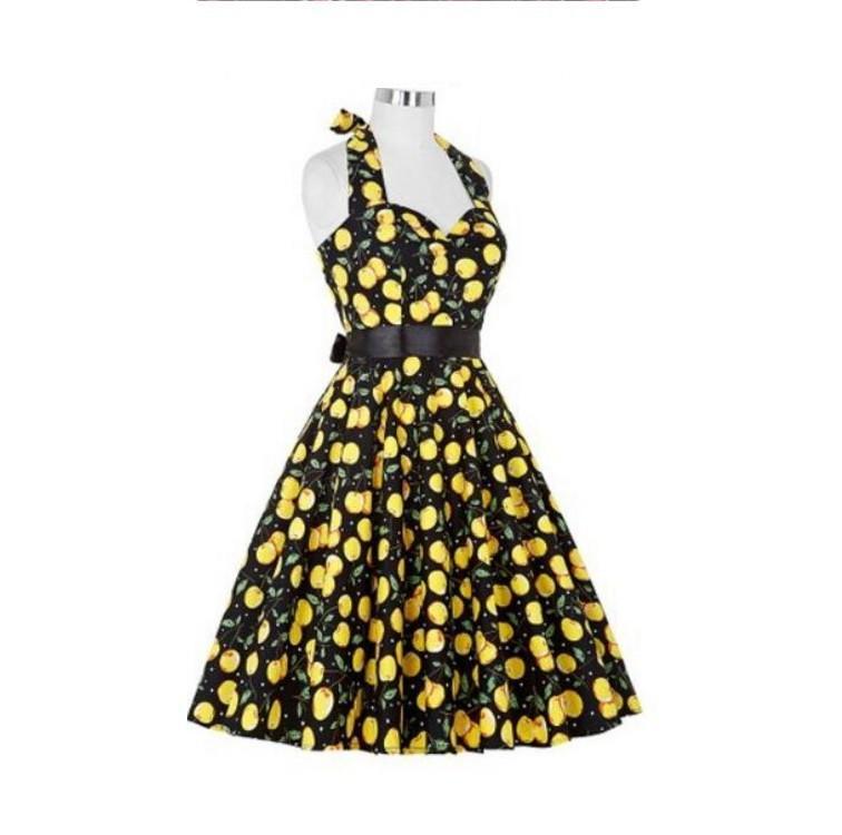 Yummy Print Retro Halter Dress