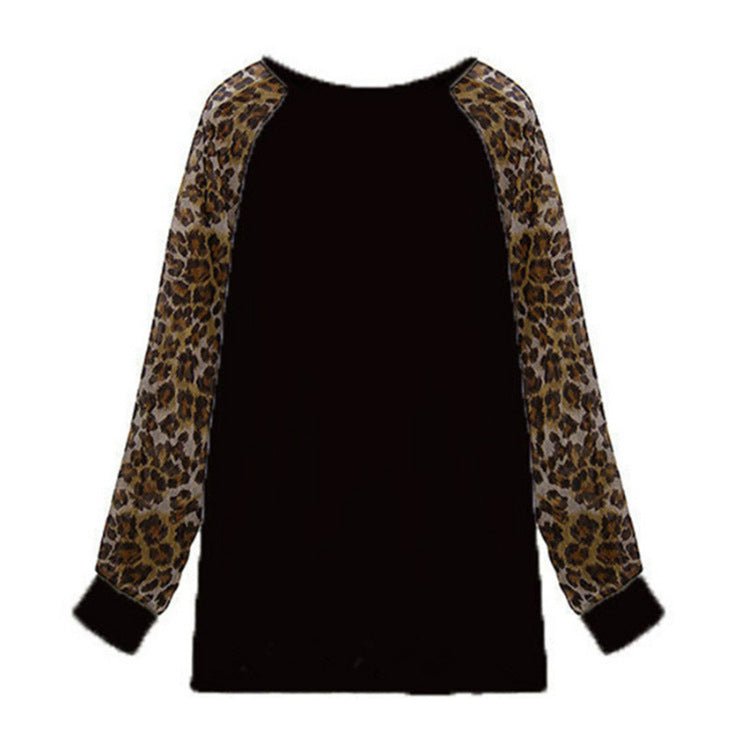 Animal Print Contrast Raglan Tee - THEONE APPAREL