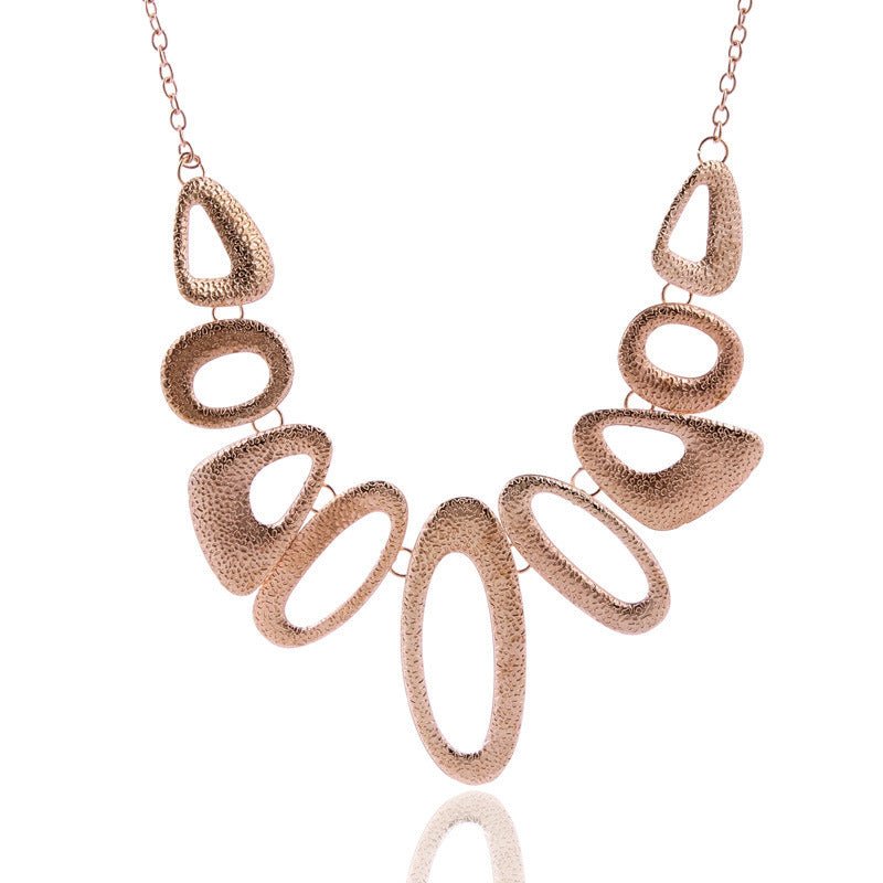 Asymmetrical Oval Metallic Modern Necklace - THEONE APPAREL