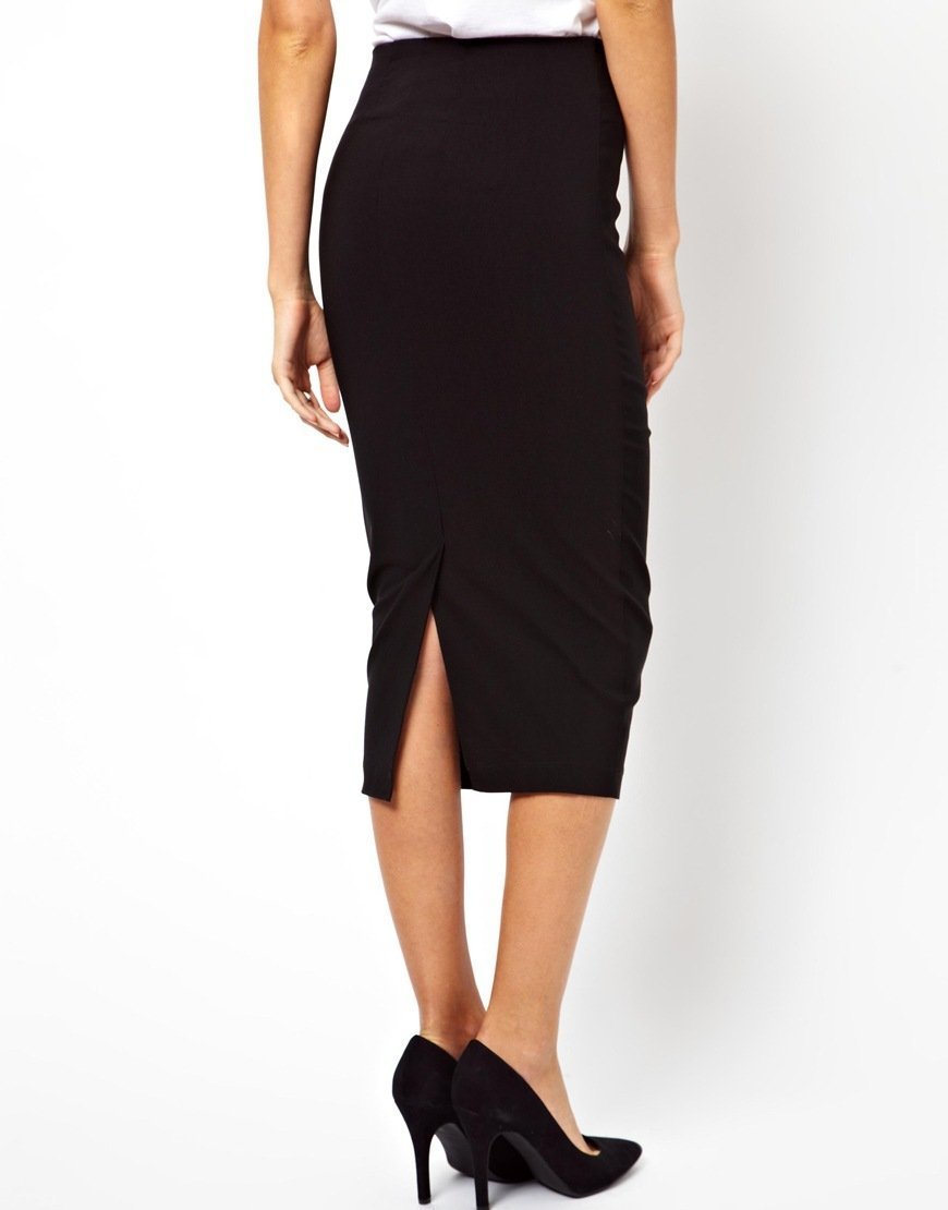 Back Pleat Zip Front Pencil Skirt - THEONE APPAREL