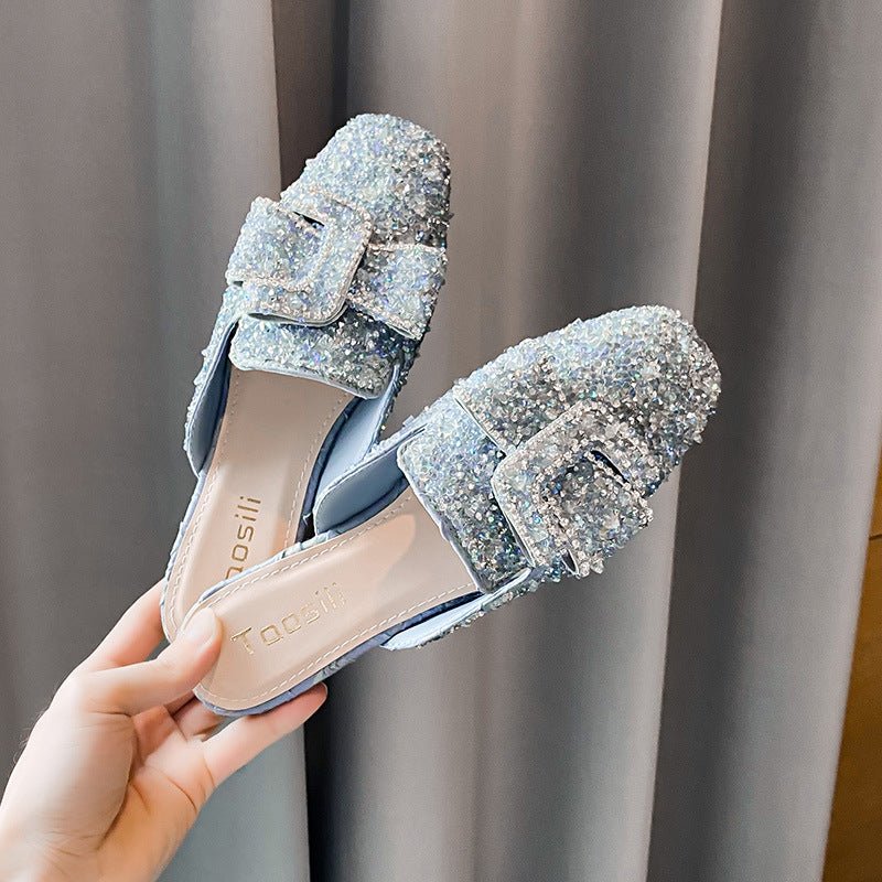 Bedazzled Bow Top Slipper Shoes - THEONE APPAREL