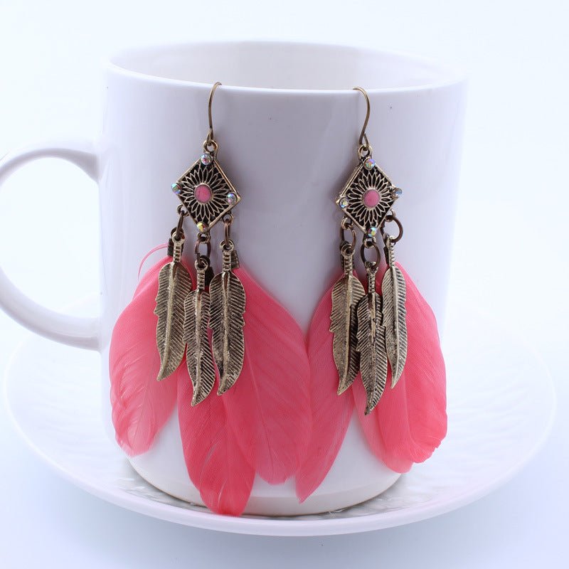 Black Feather Drop Earrings - THEONE APPAREL