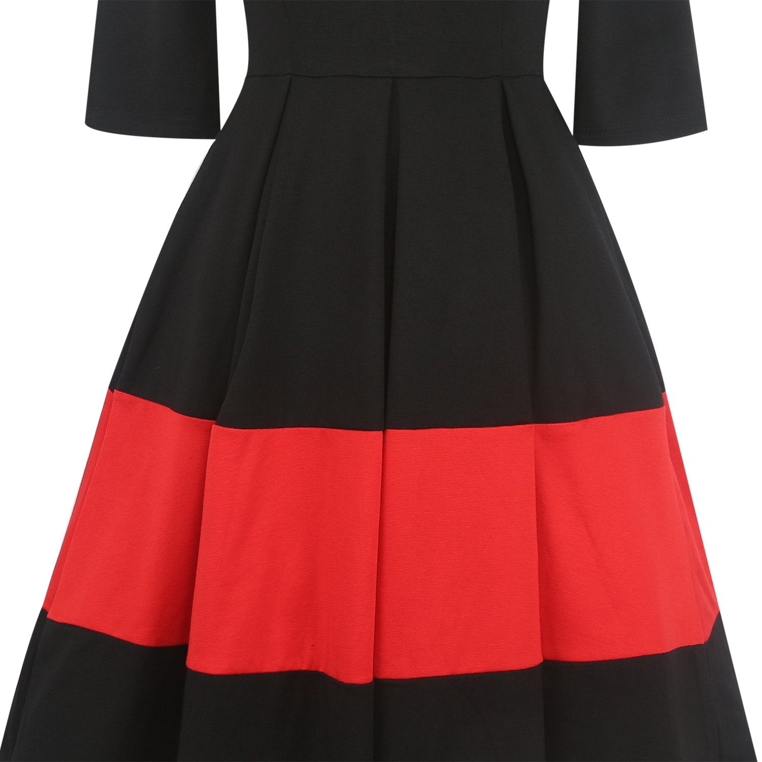 Black & Red Pleated A-Line Dress - THEONE APPAREL