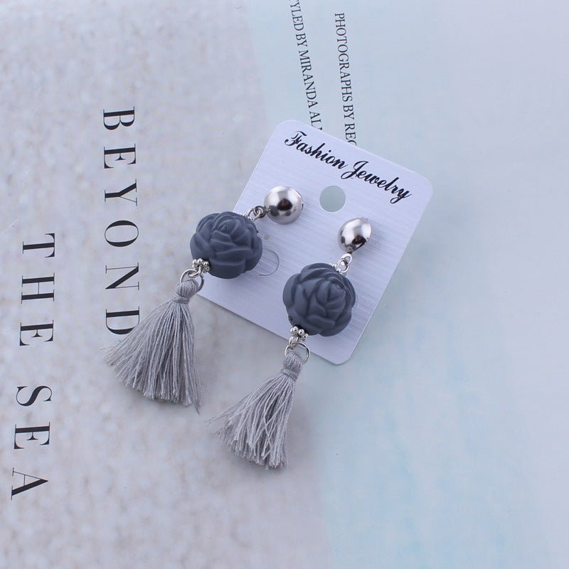 Black Rose and Tassel Earrings - THEONE APPAREL